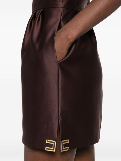 Elisabetta Franchi Draped Mini Dress Brown