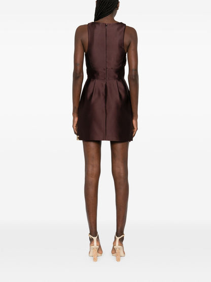Elisabetta Franchi Draped Mini Dress Brown