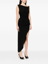 Elisabetta Franchi Asymmetrical Draped Long Dress Black