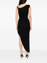 Elisabetta Franchi Asymmetrical Draped Long Dress Black