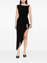 Elisabetta Franchi Asymmetrical Draped Long Dress Black