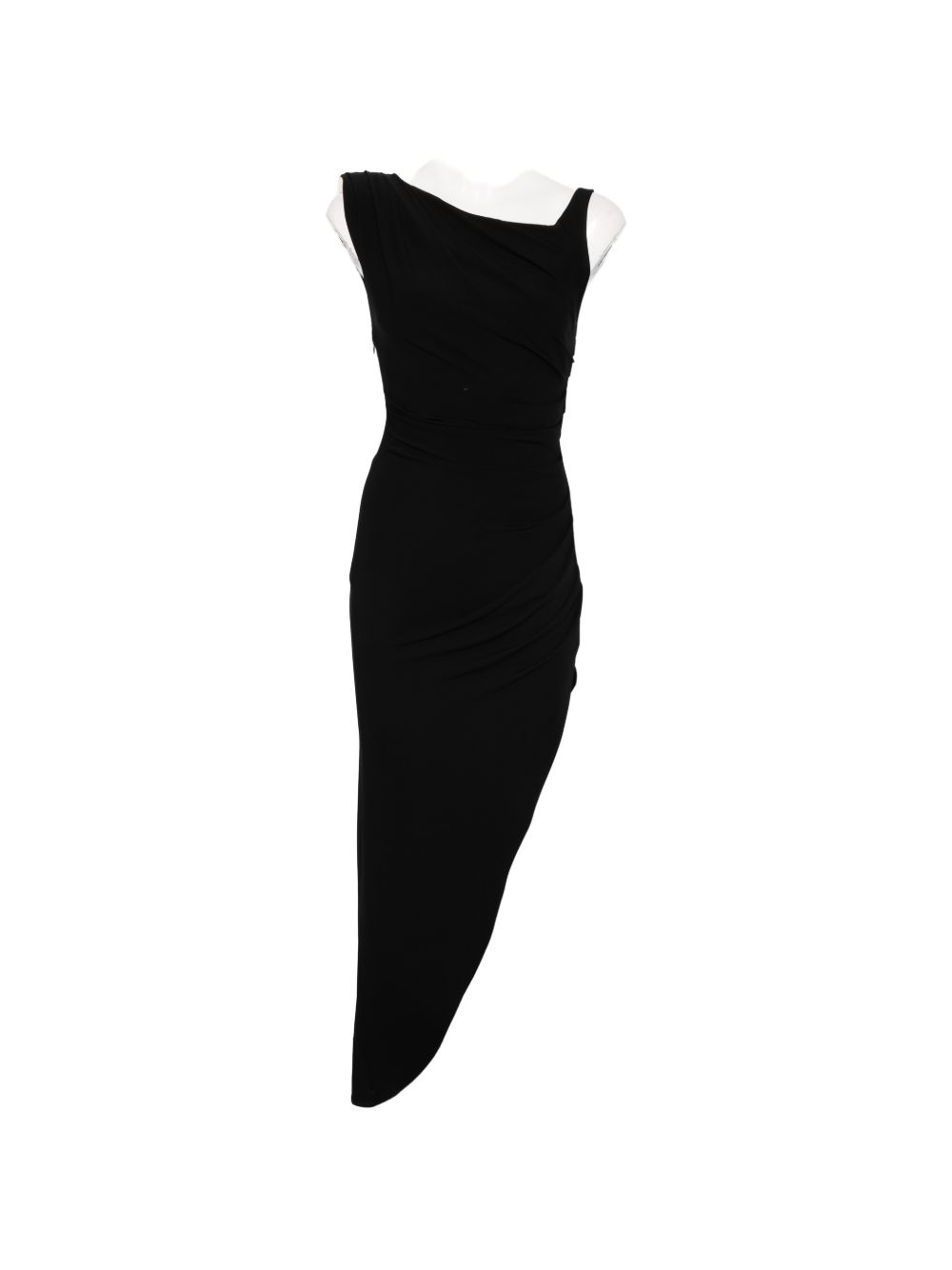 Elisabetta Franchi Asymmetrical Draped Long Dress Black