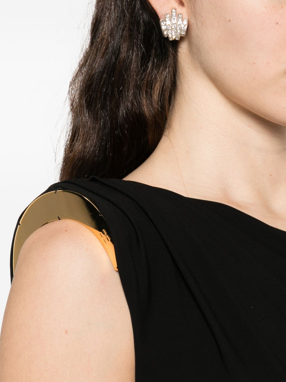 Elisabetta Franchi Asymmetrical Draped Long Dress Black