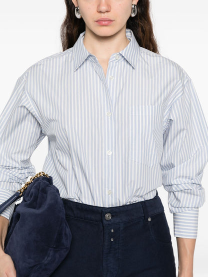 Woolrich Striped Cotton Shirt Clear Blue