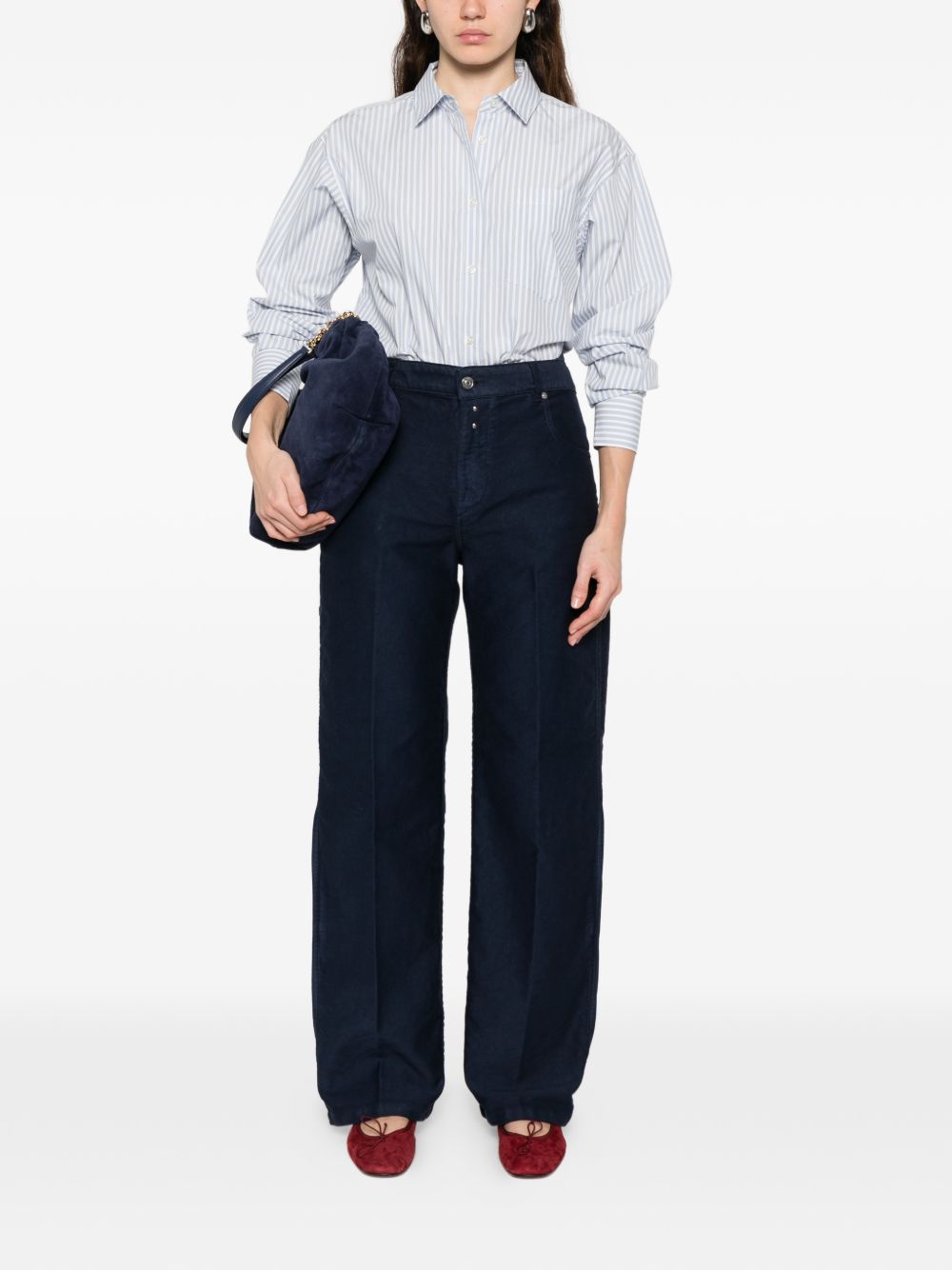 Woolrich Striped Cotton Shirt Clear Blue