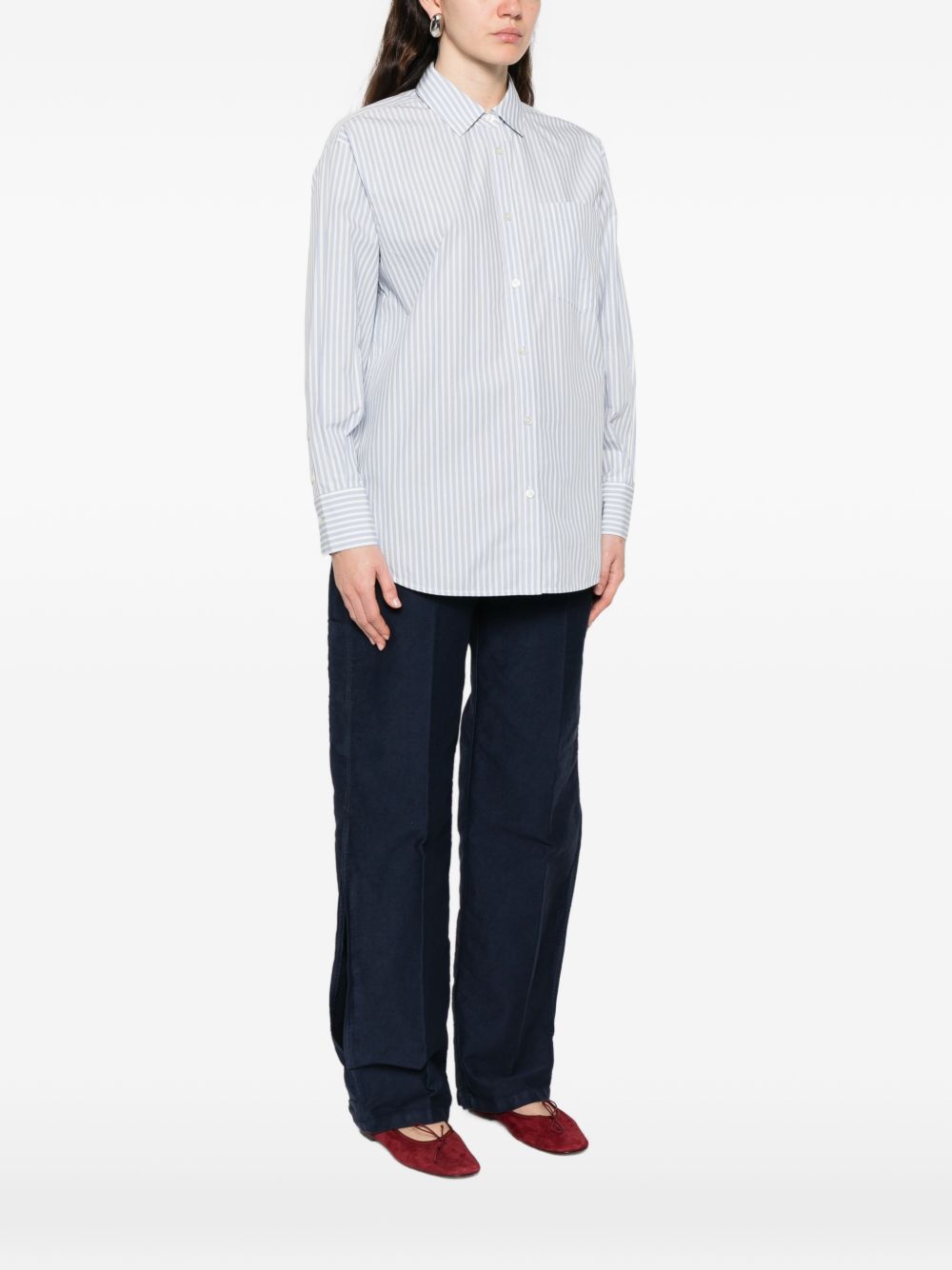 Woolrich Striped Cotton Shirt Clear Blue