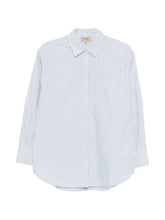 Woolrich Striped Cotton Shirt Clear Blue