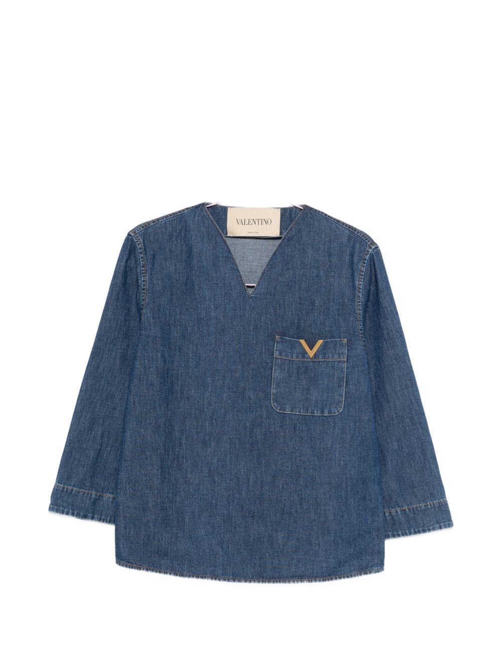 Valentino VLogo Signature Denim Shirt Blue