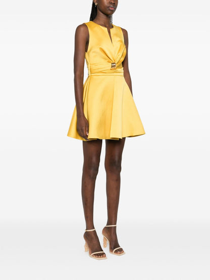 Elisabetta Franchi Gathered Sleeveless Mini Dress Yellow