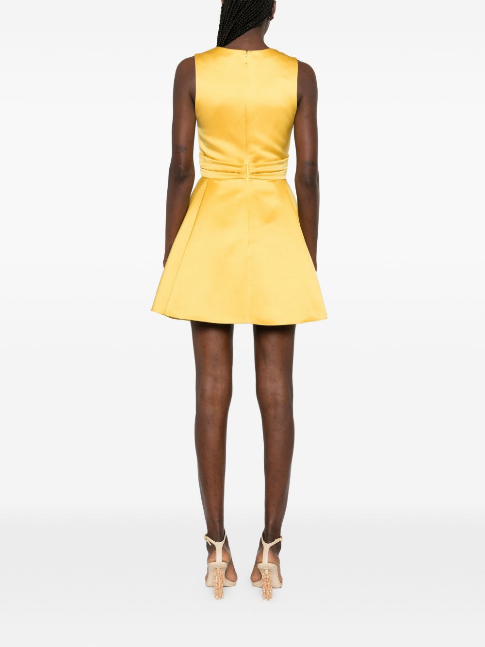 Elisabetta Franchi Gathered Sleeveless Mini Dress Yellow