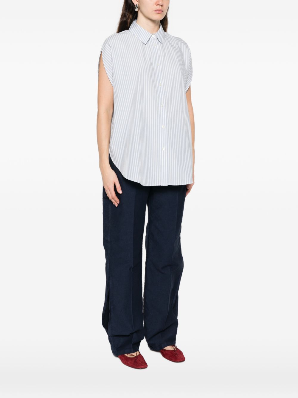 Woolrich Striped Cotton Shirt Clear Blue