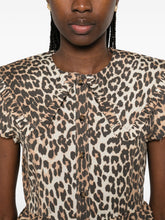 Ganni Leopard Peplum Shirt Brown