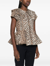 Ganni Leopard Peplum Shirt Brown