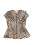 Ganni Leopard Peplum Shirt Brown