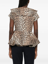 Ganni Leopard Peplum Shirt Brown