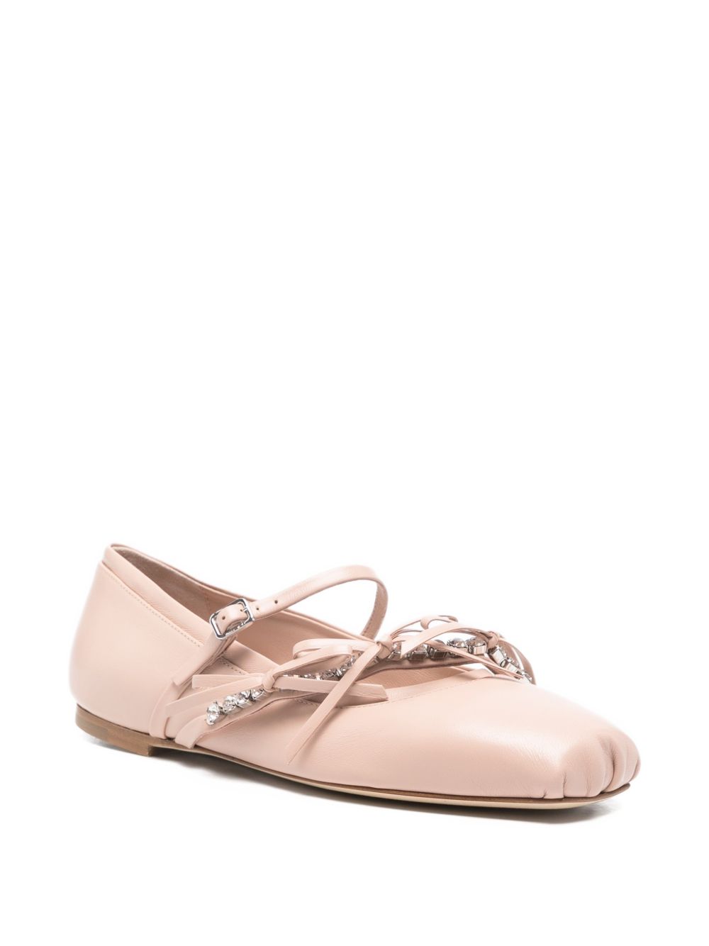 Jimmy Choo Crystal Embellished Ballet Flats Powder