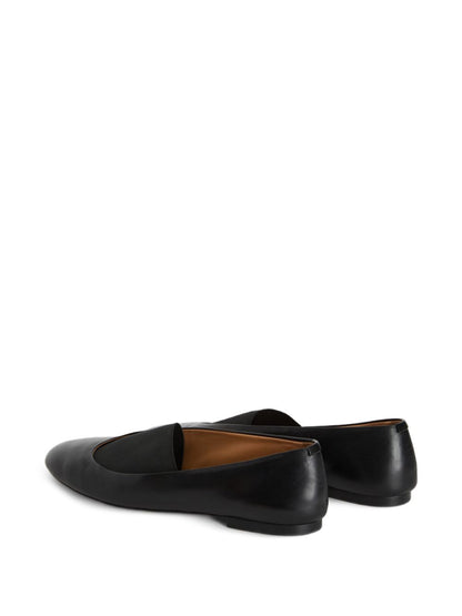 Jil Sander Flat Leather Ballet Shoes Black
