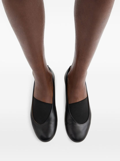Jil Sander Flat Leather Ballet Shoes Black