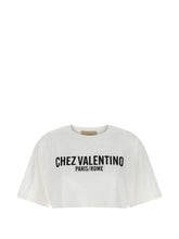 Valentino Cropped Cotton Print T-Shirt Ivory