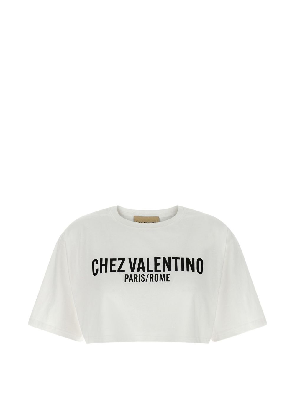 Valentino Cropped Cotton Print T-Shirt Ivory