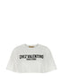 Valentino Cropped Cotton Print T-Shirt Ivory