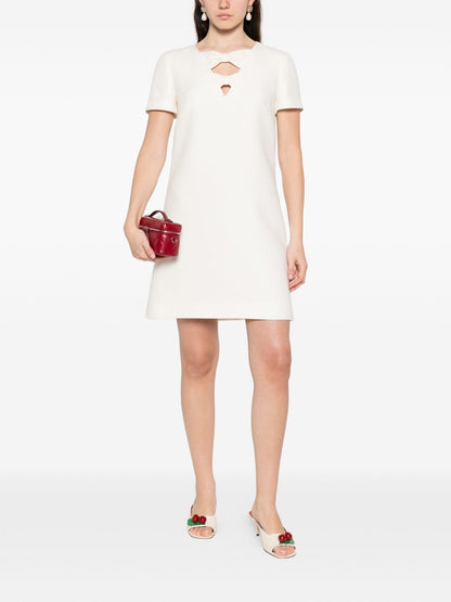 Valentino Short Wool Silk Dress Ivory ivory
