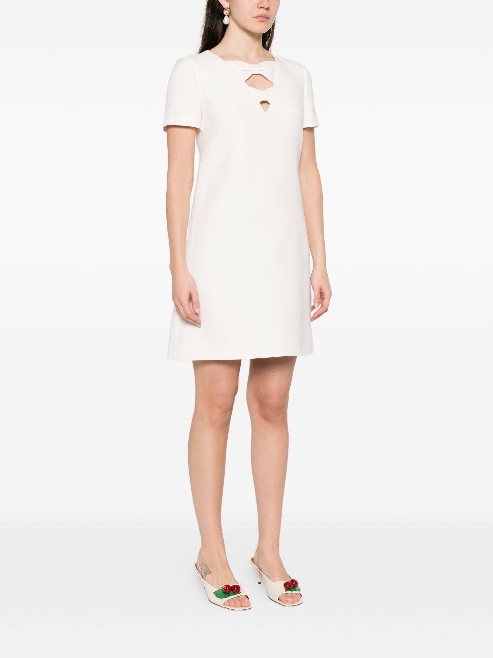 Valentino Short Wool Silk Dress Ivory ivory