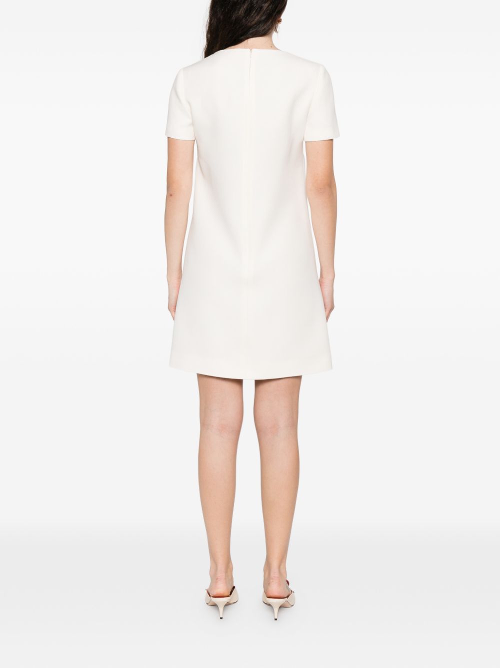 Valentino Short Wool Silk Dress Ivory ivory