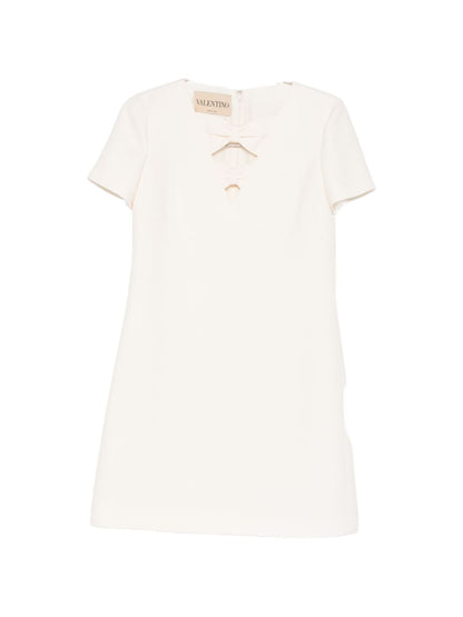Valentino Short Wool Silk Dress Ivory ivory