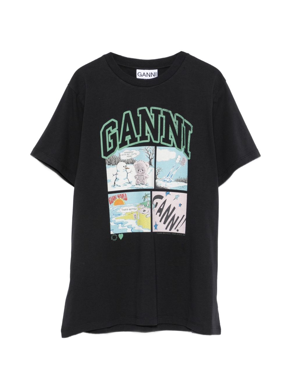 Ganni Crew Neck Organic Cotton T-Shirt Black