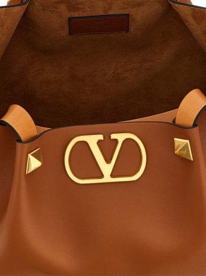 Valentino Garavani VLogo Signature Medium Tote Leather Brown leather brown