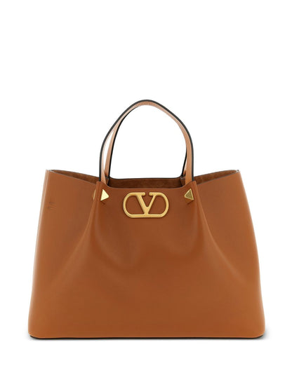 Valentino Garavani VLogo Signature Medium Tote Leather Brown leather brown