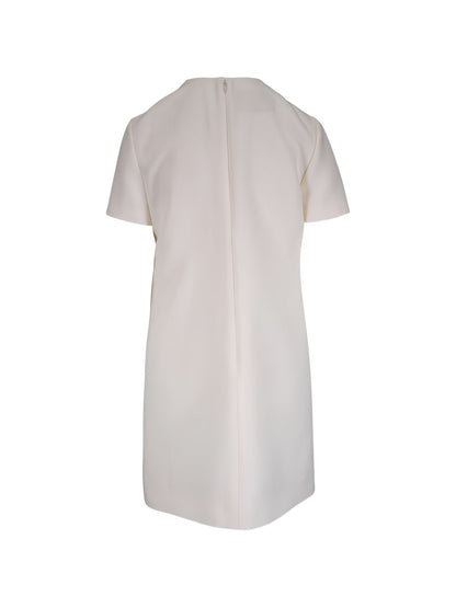 Valentino Short Sleeve Wool Silk Dress Ivory ivory