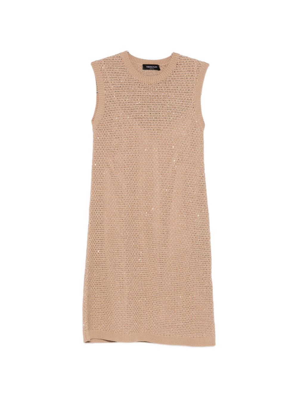 Fabiana Filippi Sleeveless Open-Knit Mini Dress Beige