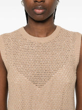 Fabiana Filippi Sleeveless Open-Knit Mini Dress Beige