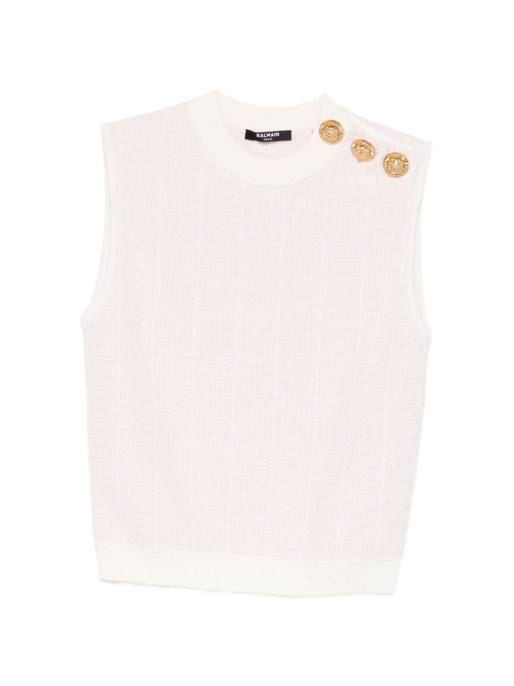 Balmain Textured Tweed Tank Top Pink pink
