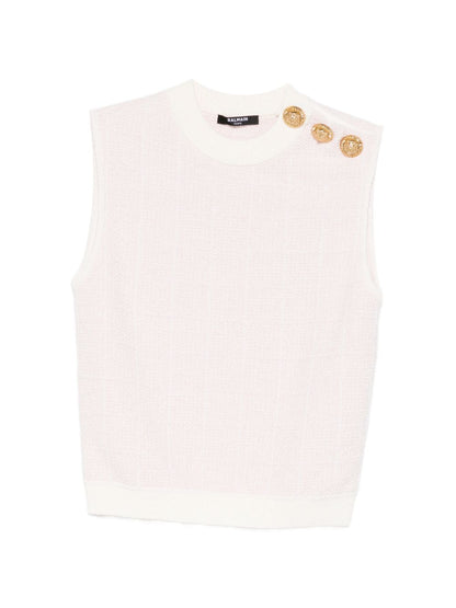 Balmain Textured Tweed Tank Top Pink pink