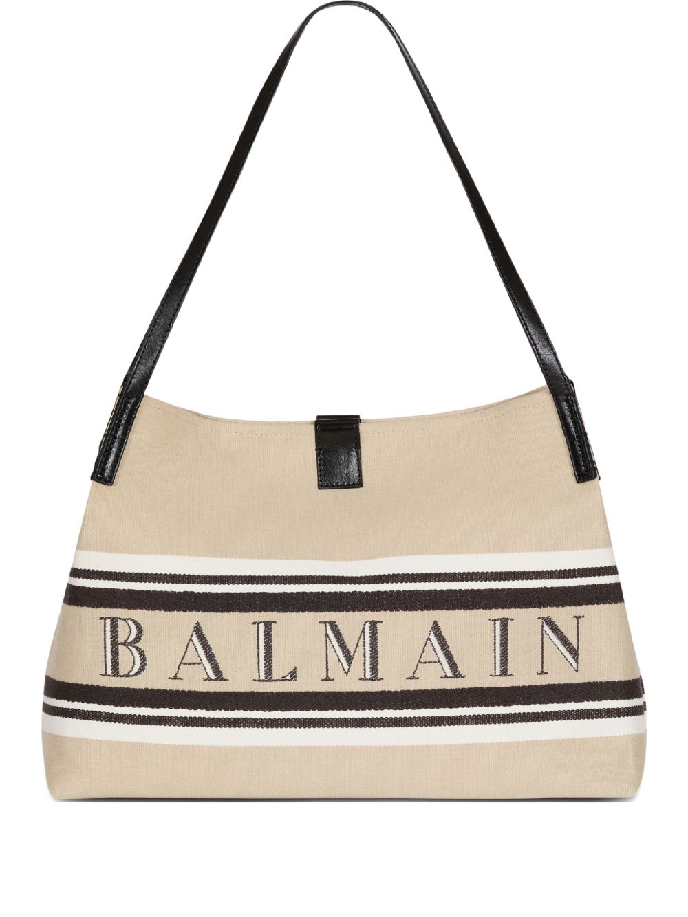 Balmain Logo Canvas Medium Shopper Beige
