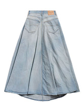 Balenciaga A-Line Denim Fringe Skirt Clear Blue