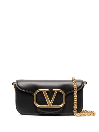 Valentino Garavani Locò Small Leather Shoulder Bag Black
