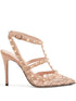 Valentino Garavani Rockstud Lace Pump With Straps 100Mm POWDER