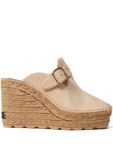 Stella McCartney Gaia Wedge Suede Sandals Beige