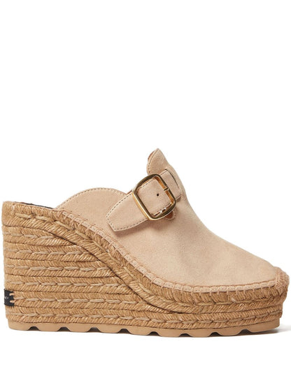 Stella McCartney Gaia Wedge Suede Sandals Beige