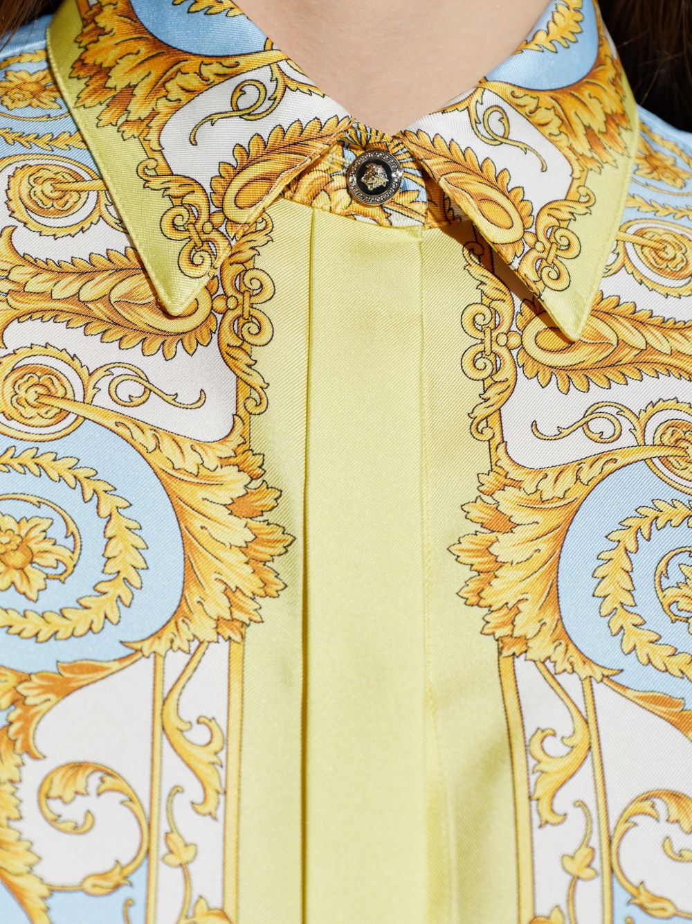 Versace Baroque Silk Shirt Clear Blue clear blue