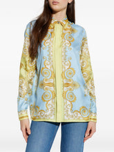 Versace Baroque Silk Shirt Clear Blue clear blue
