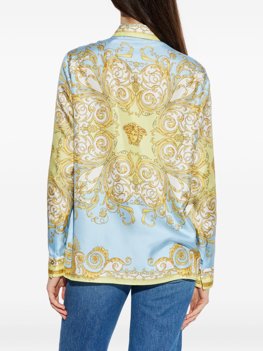 Versace Baroque Silk Shirt Clear Blue clear blue