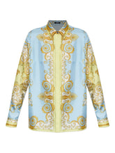 Versace Baroque Silk Shirt Clear Blue clear blue