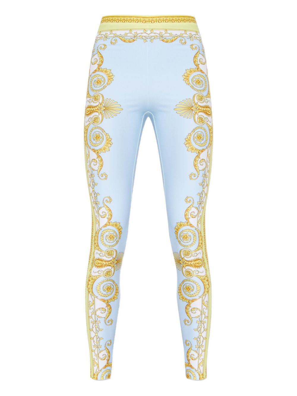 Versace Barocco Print Leggings Clear Blue