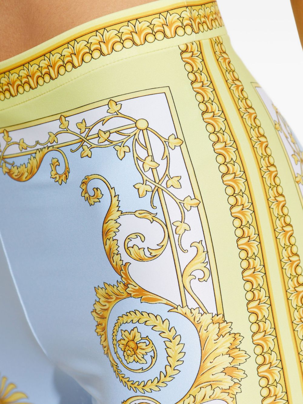 Versace Barocco Print Leggings Clear Blue