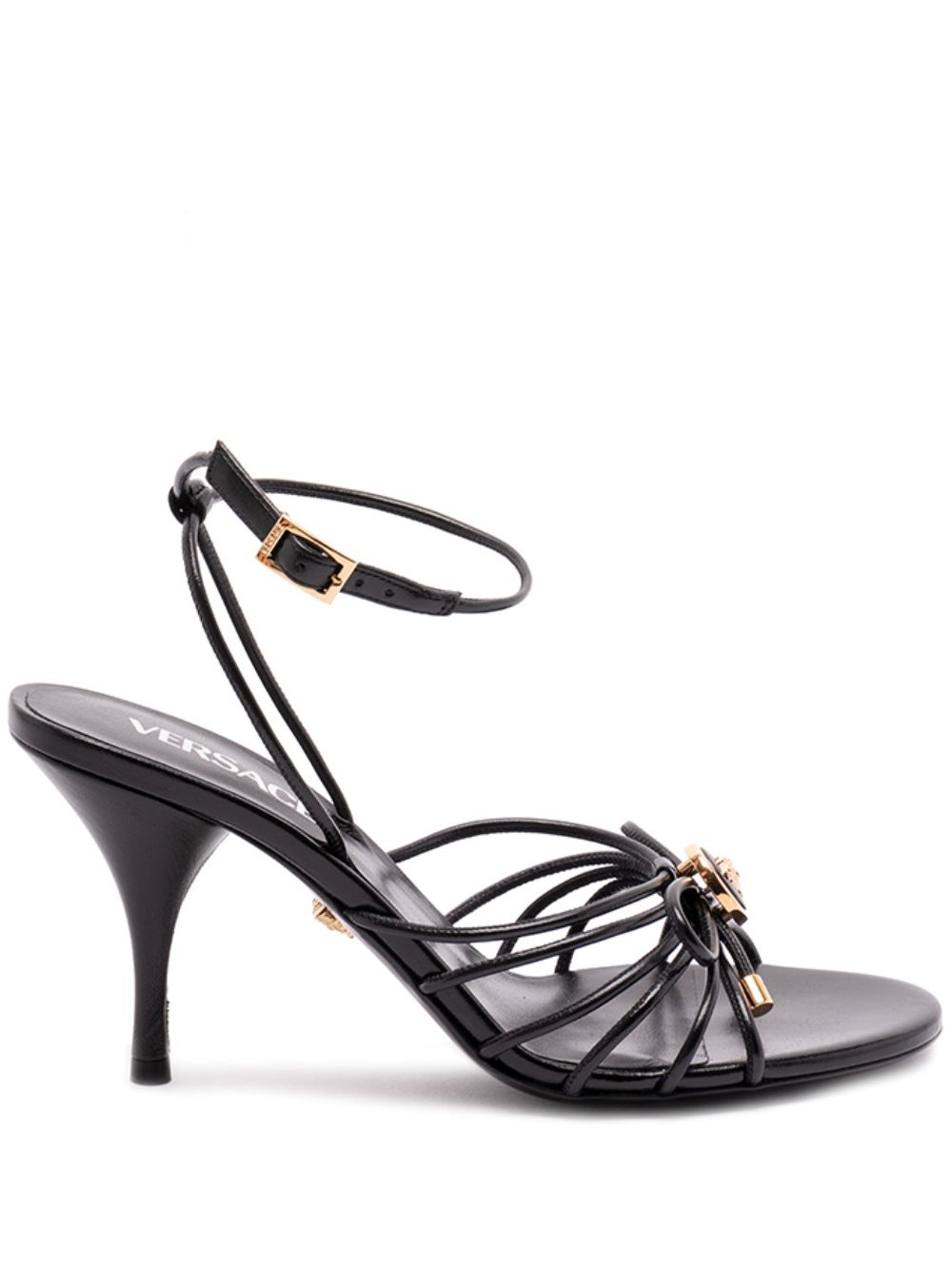 Versace Medusa Opera Bow Leather Sandals Black